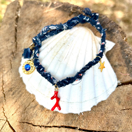 Bracelet Gipsy Bandana Broderies Marine N°1