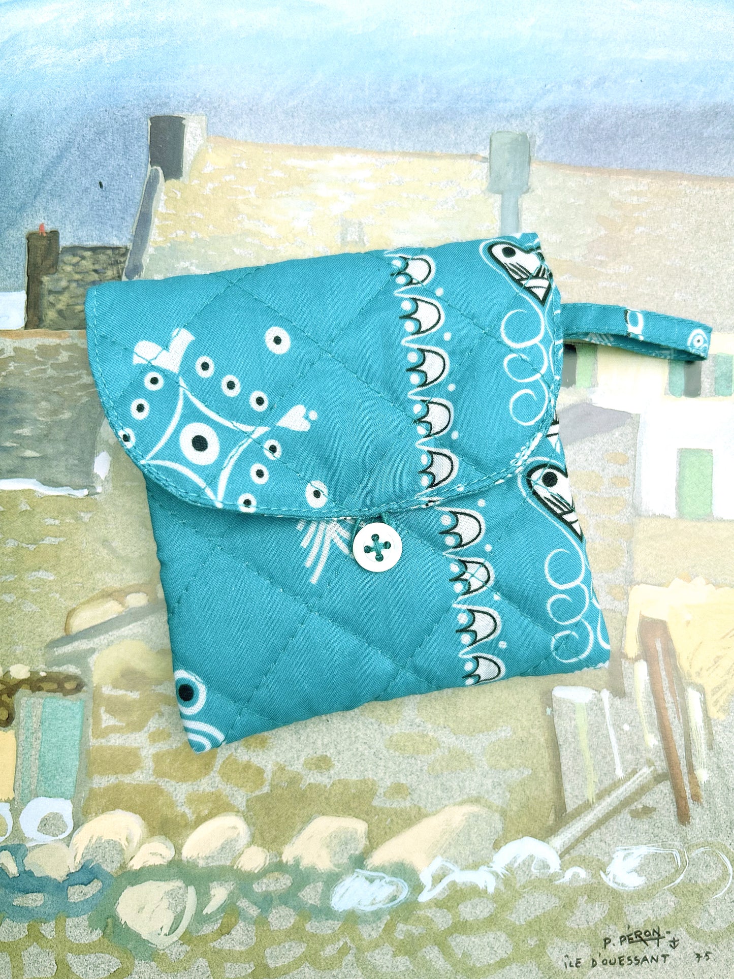Mini pochette bandana breton - azur