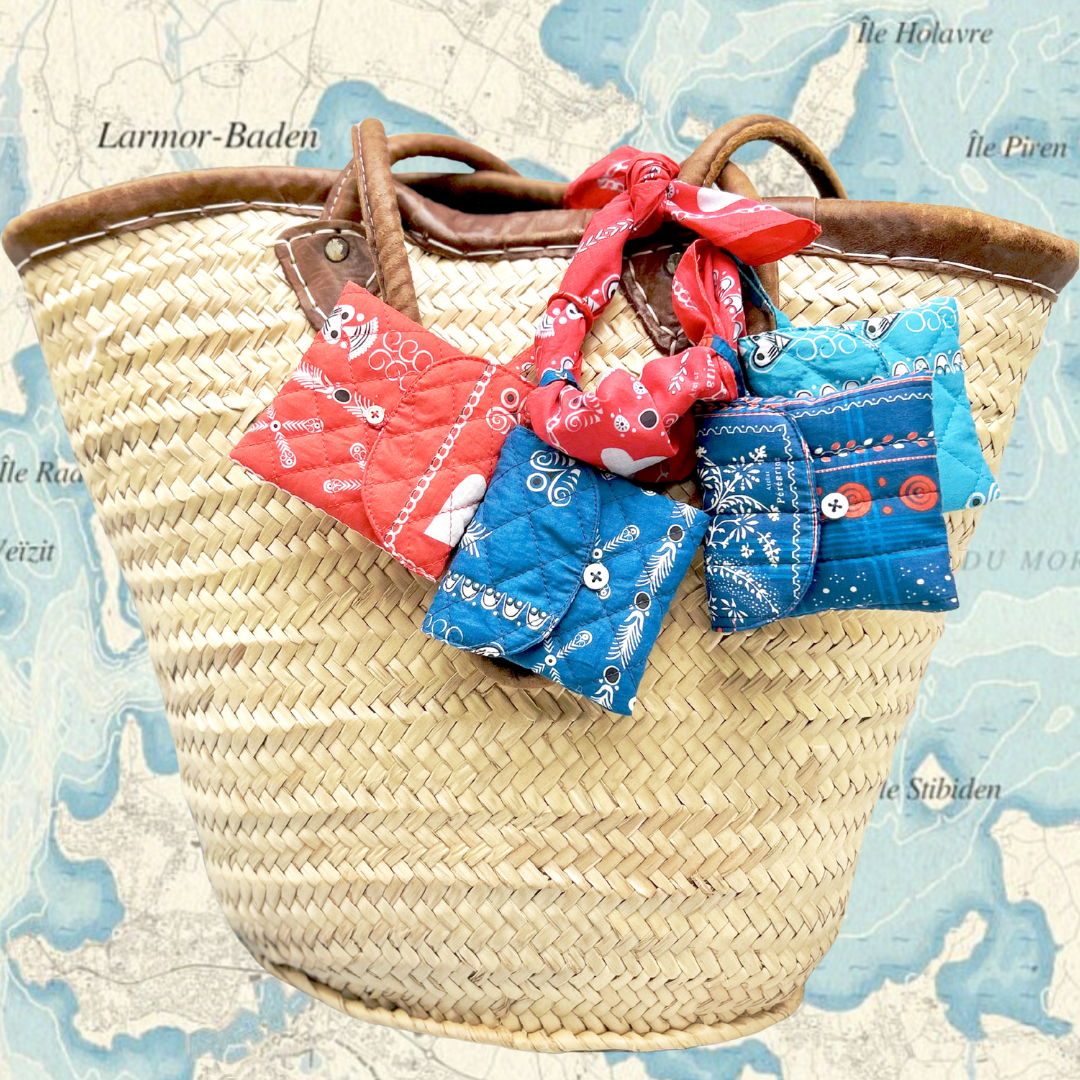Mini pochette bandana breton - bleu royal