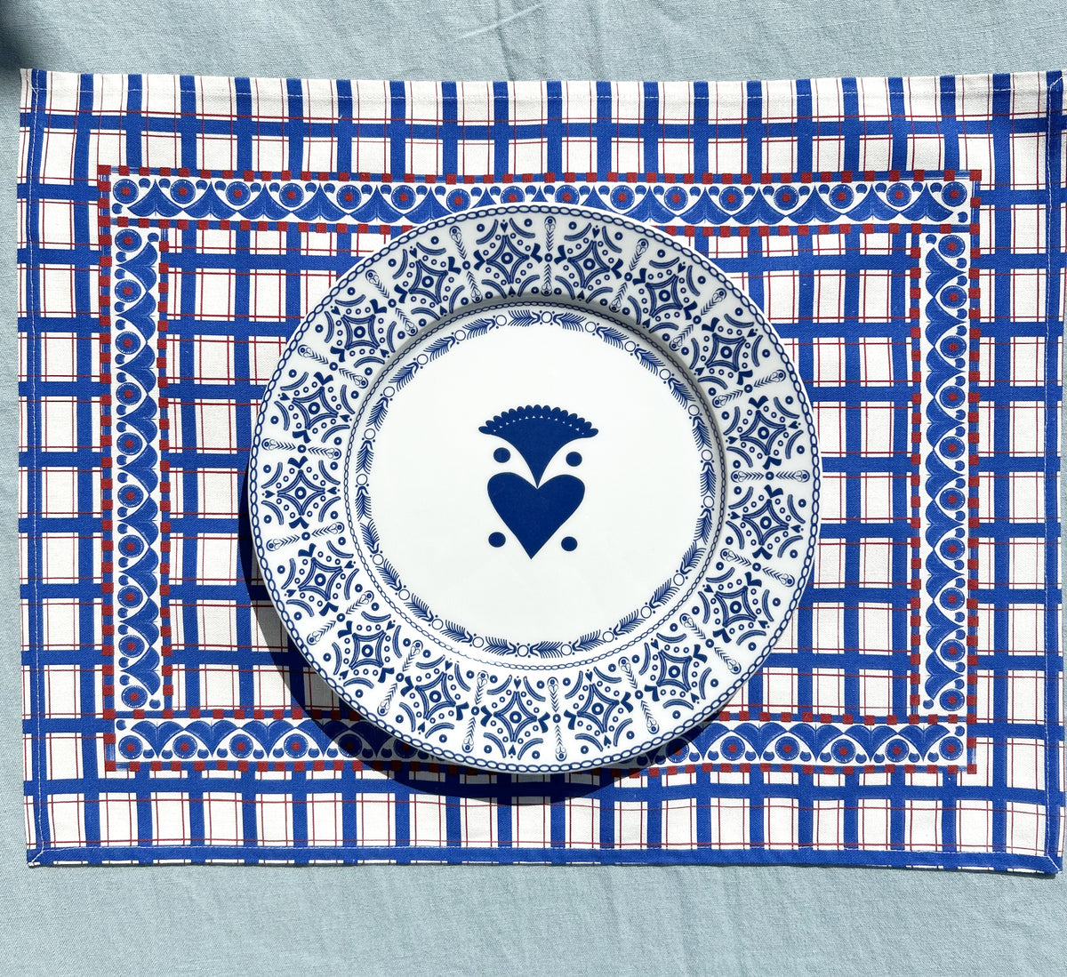 SET DE TABLE LIN COTON SAINT-POL-DE-LÉON / BLEU ROI