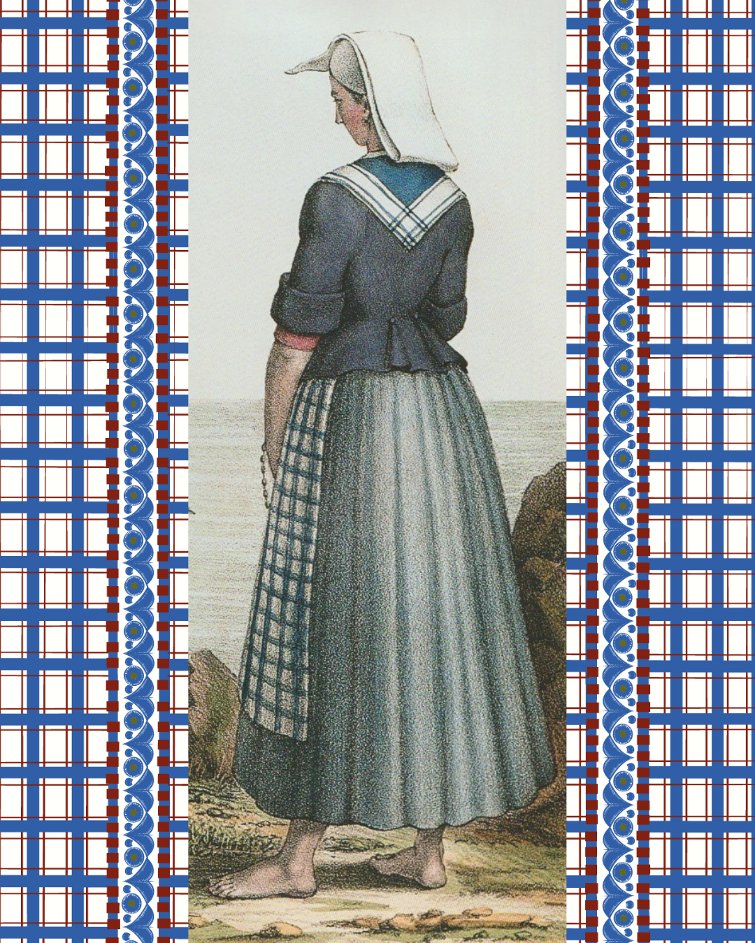 Cabas breton en lin et coton Demat - Kenavo bleu royal