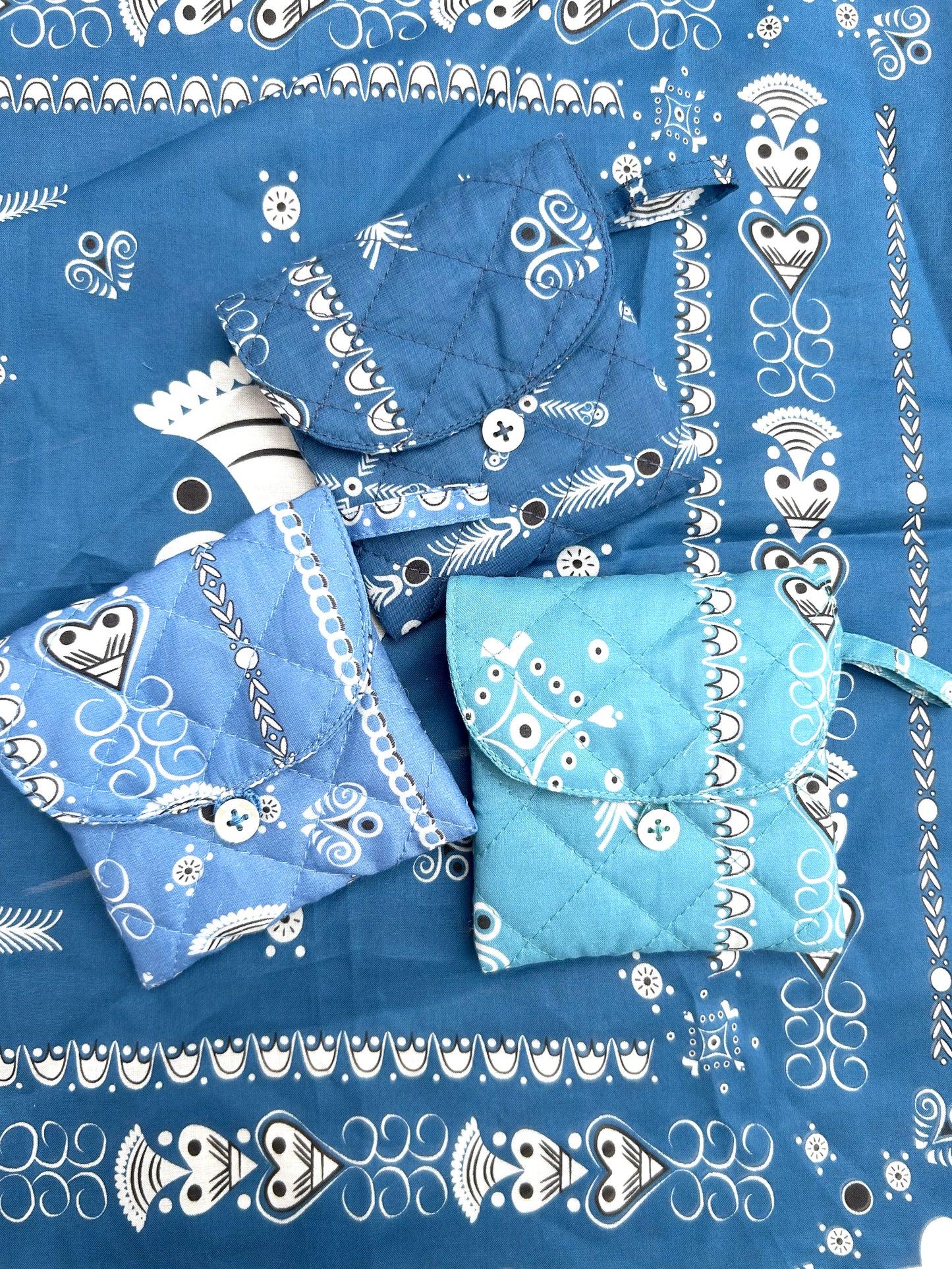 Mini pochette bandana breton - bleu royal