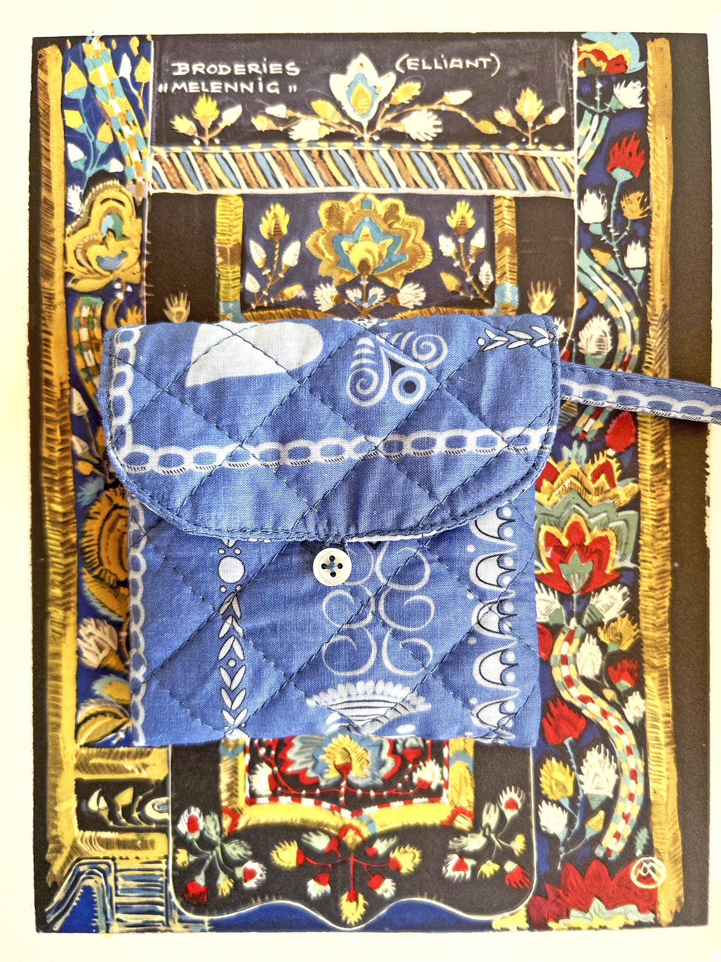 Mini pochette bandana breton - bleuet
