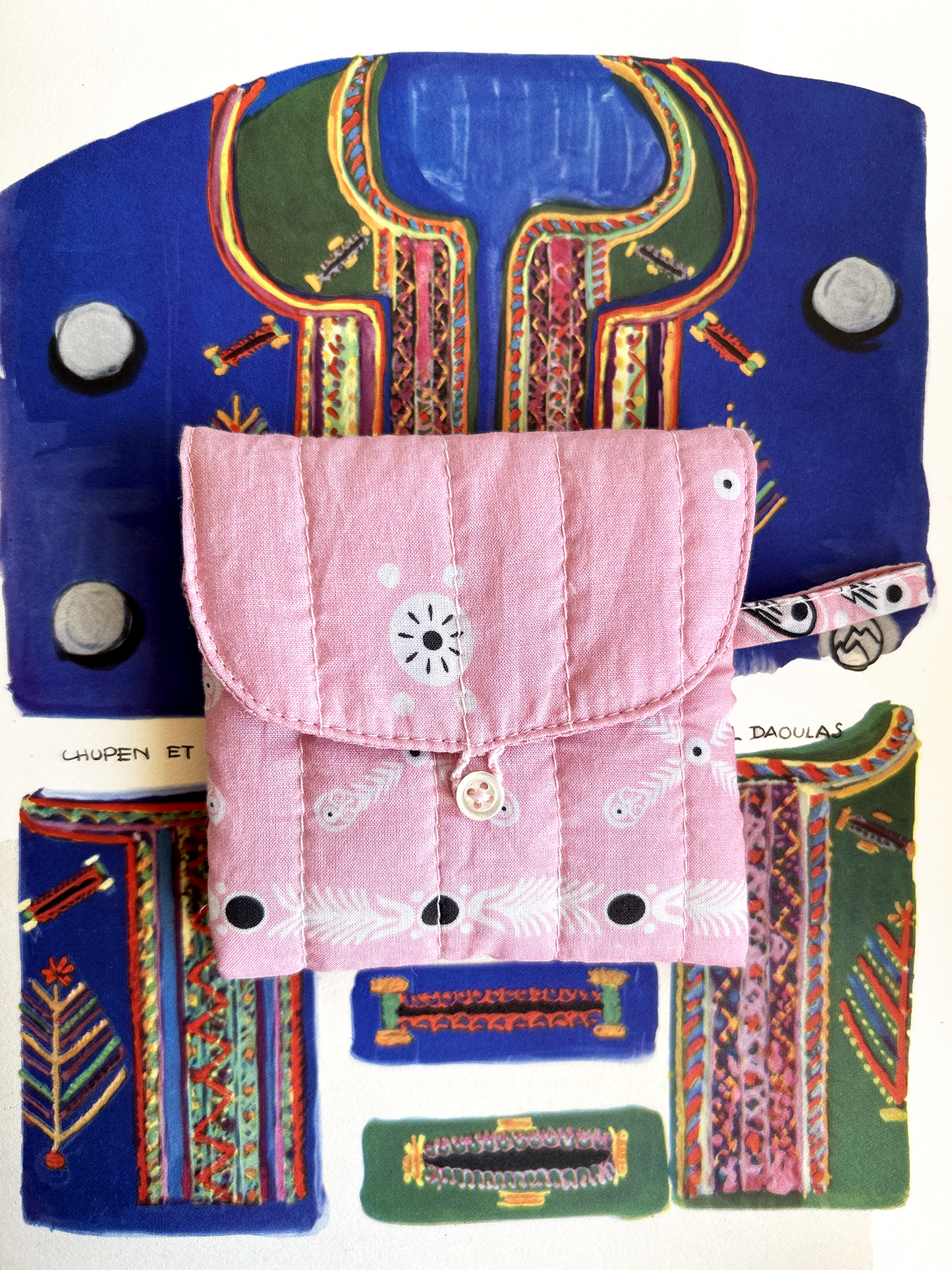 Mini pochette bandana breton - rose