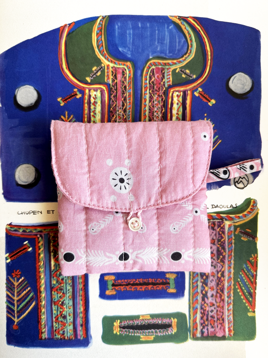Mini pochette bandana breton - rose
